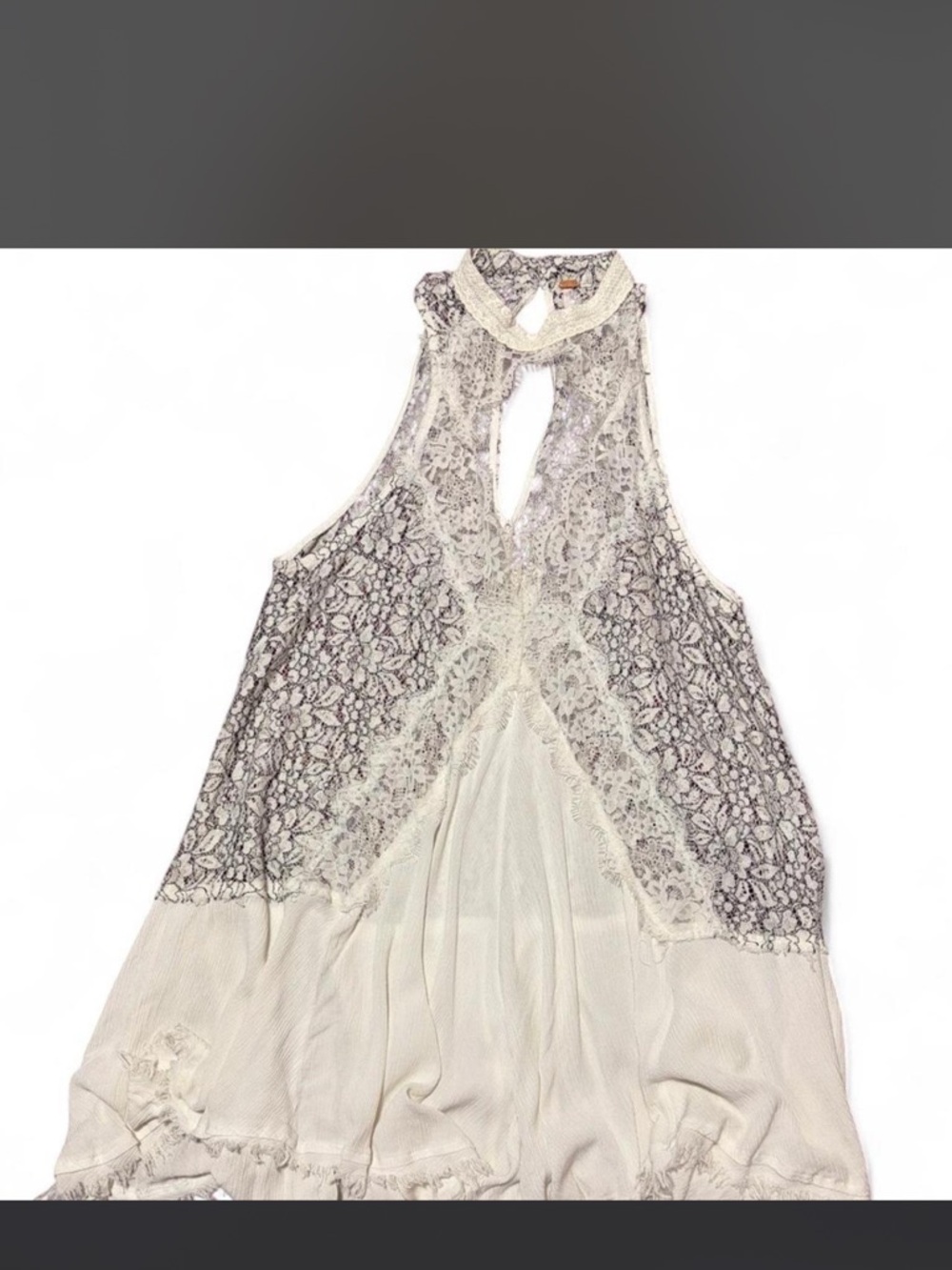 Free People Tell Tale Heart Lace Tunic Dress Cream Boho Sleeveless XS NWOT - Picture 2 of 3